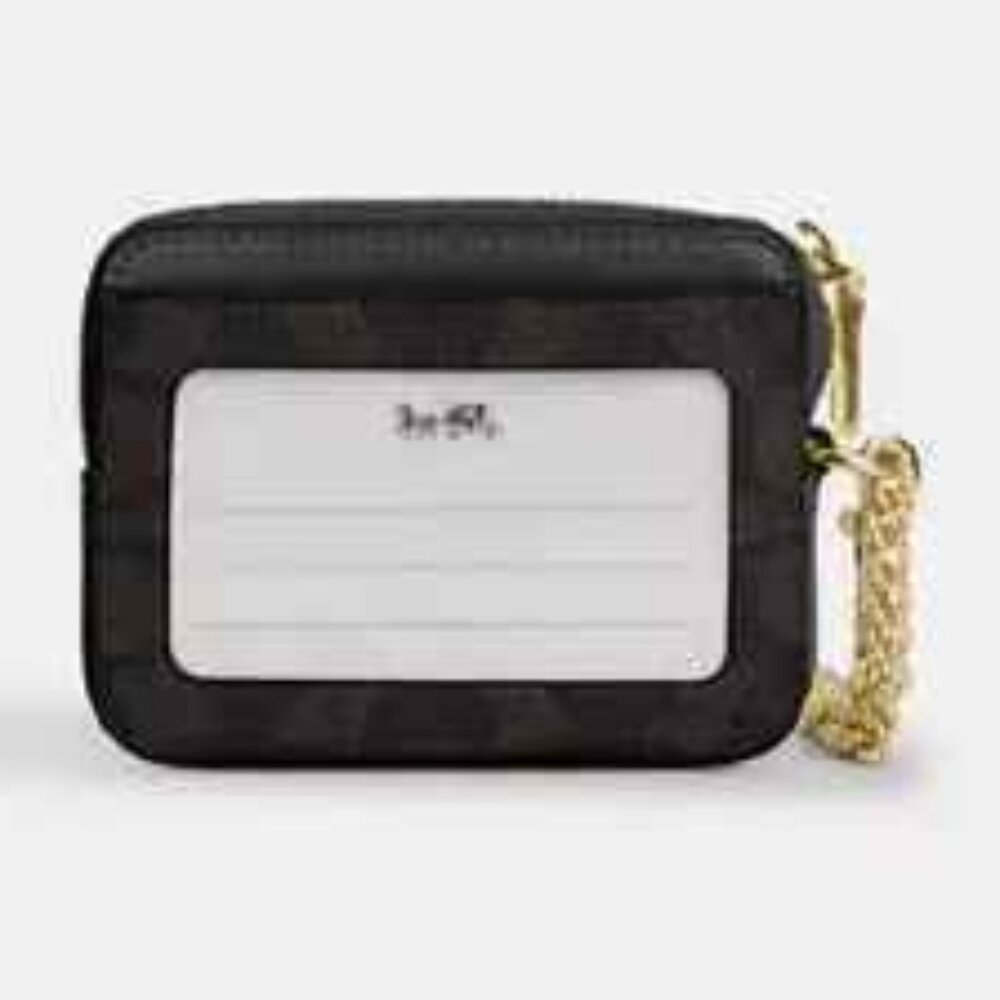 Coach Zip Card Case in Signature Canvas COLOR: signature canvas/Gold/Walnut/Bla - Picture 3 of 3